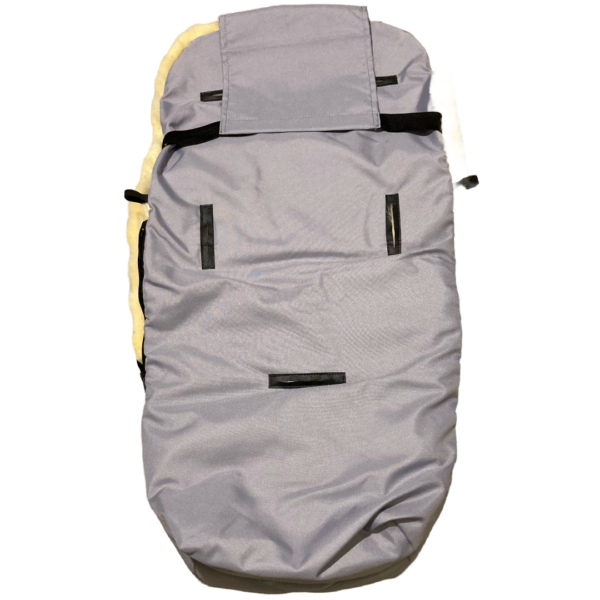 Lammfell-Kinderwagen Fußsack - HELLGRAU - – Bild 3
