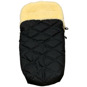 Lammfell-Kinderwagen Fußsack - SCHWARZ -