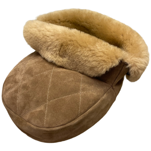Lammfell-Fußtasche / Fußwärmer aus echtem Lammfell / Leder braun